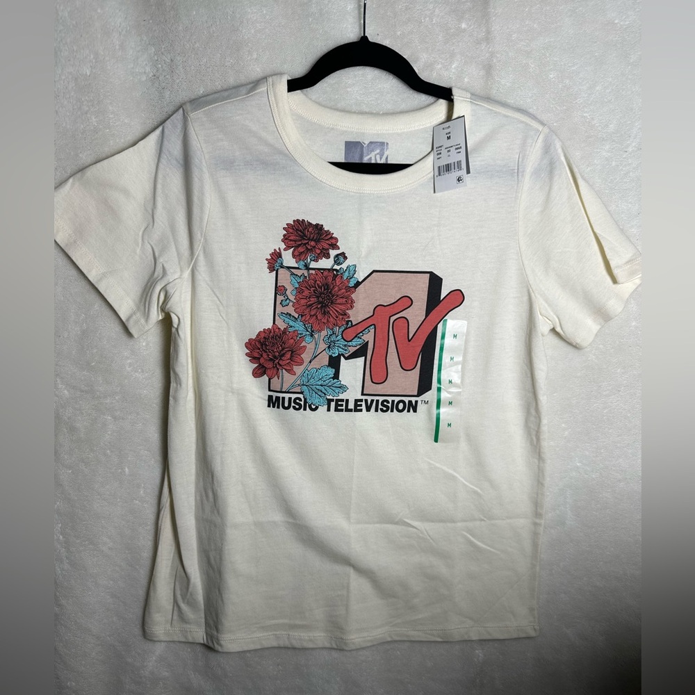 NWT, never worn - Womens Floral MTV T-Shirt - Off-white - Medium
